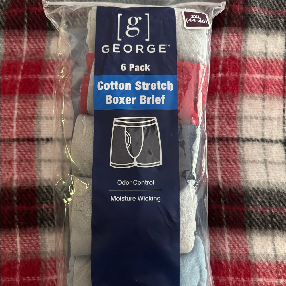 New George Men's Cotton Stretch Boxer Briefs 6-Pack - Assorted Colors
